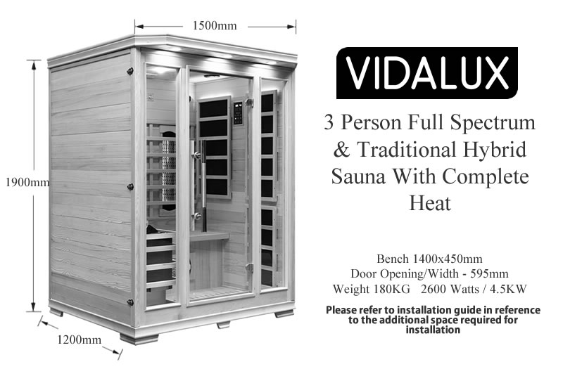 2 person hybrid sauna with traditional & full spectrum infrared complete heat