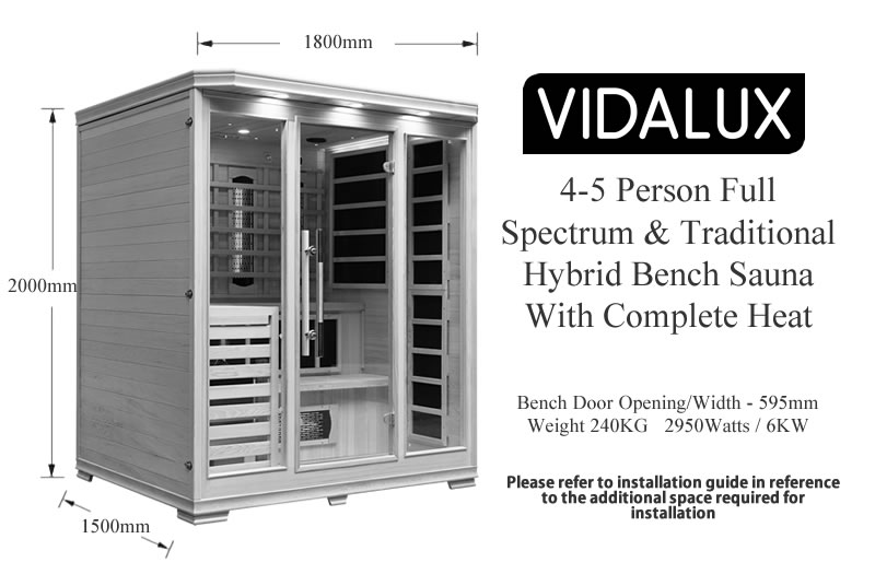 4 person hybrid sauna with traditional & full spectrum infrared complete heat