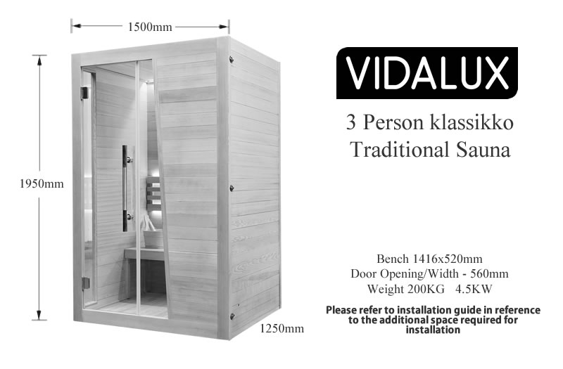 3 person klassikko traditional sauna