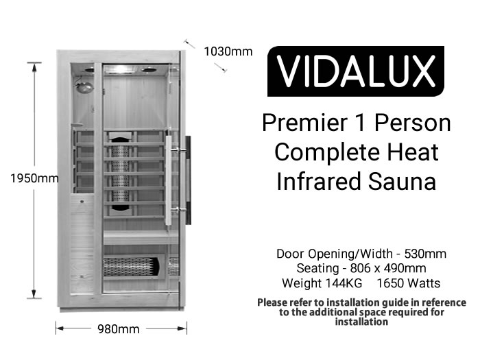 premier 1 person full spectrum infrared sauna with complete heat