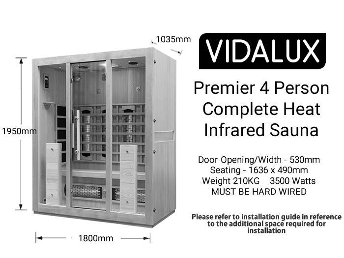 premier 4 person full spectrum infrared sauna with complete heat