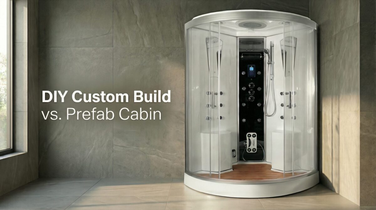 Comparison of a prefab steam shower cabin and a custom-built steam room