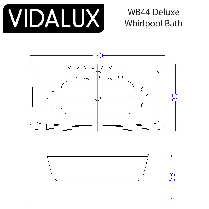 wb44 deluxe waterfall 1700 x 850 whirlpool & airspa bath