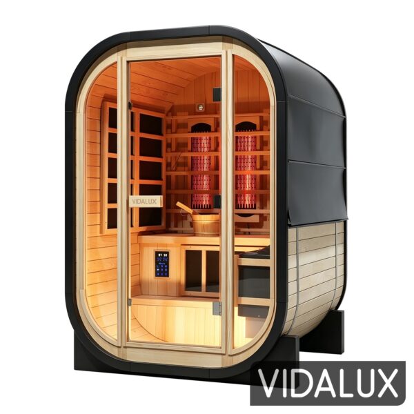 2 person hybrid mini cube sauna with traditional & full spectrum infrared complete heat
