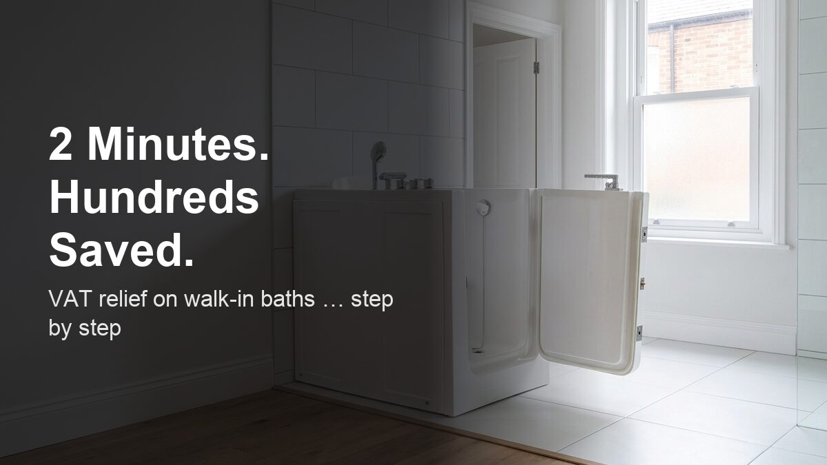 A Vidalux walk-in bath with watertight access door installed in a modern UK bathroom with neutral tiling and natural light