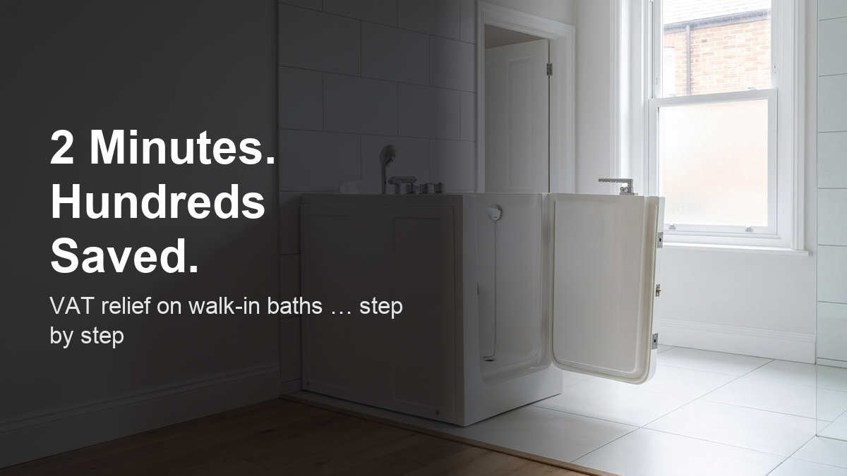 A Vidalux walk-in bath with watertight access door installed in a modern UK bathroom with neutral tiling and natural light