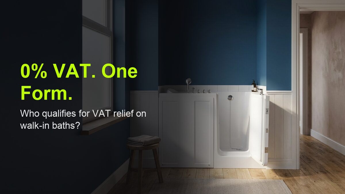 A Vidalux walk-in bath installed in a modern bathroom, showing the access door and built-in seat.