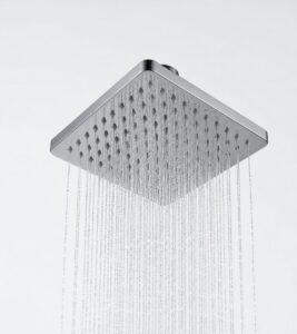 square modern flat thin slimline chrome shower head for fusion shower 25cm