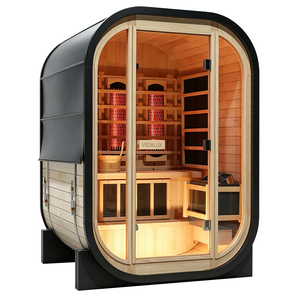 Hybrid mini cube outdoor sauna